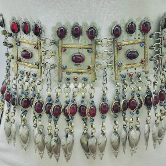 Vintage Turkmen Kuchi Belt, Handmade Belly Belt, Boho Turkmen Belly Dance Belt, - Picture 14 of 16